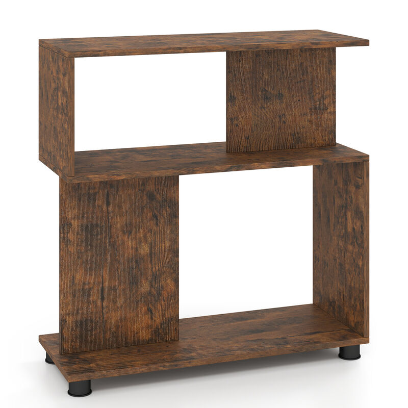 Modern 3-Tier S-Shaped Bookshelf with Adjustable Feet Organizer image number 0