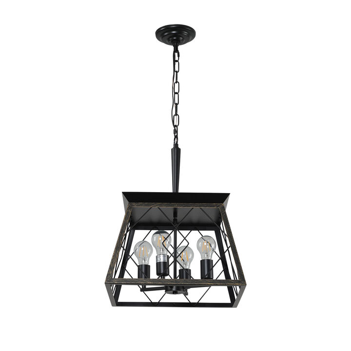 Adjustable Height Black Gold Light &ndash; 4-Light Industrial Chandelier for Entryway & Foyer
