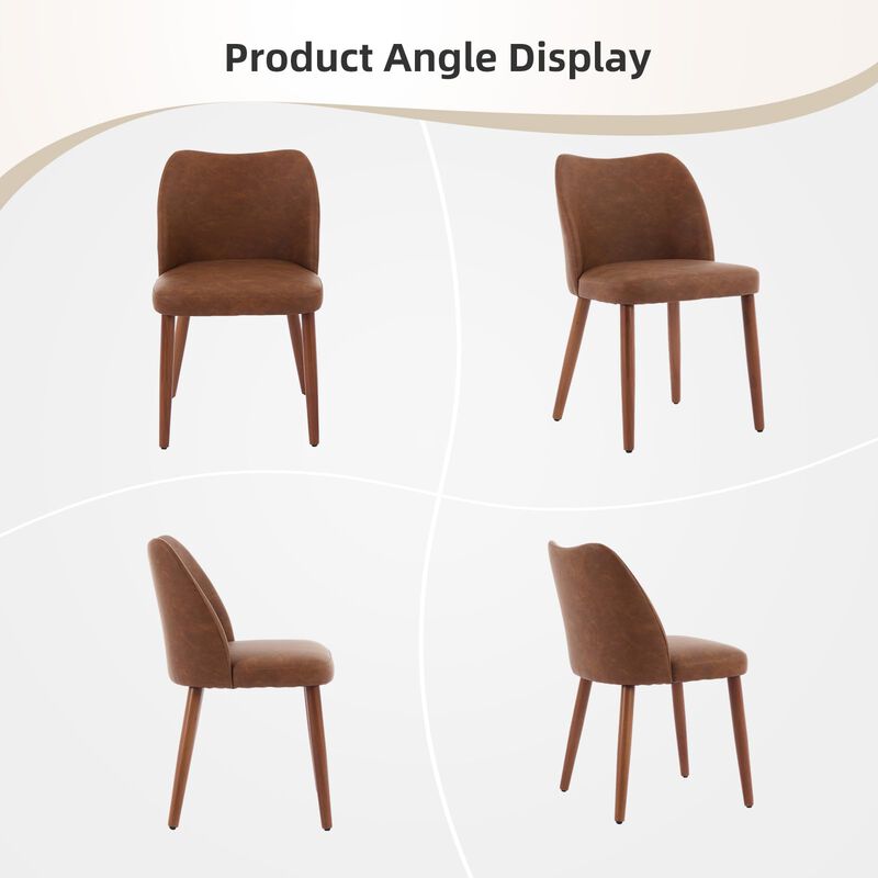 2 Pack Modern Wingback Dining Chairs, Linen Fabric Thick Cushion High Back Chairs with Rubberwood Legs for Home Dining Use image number 3