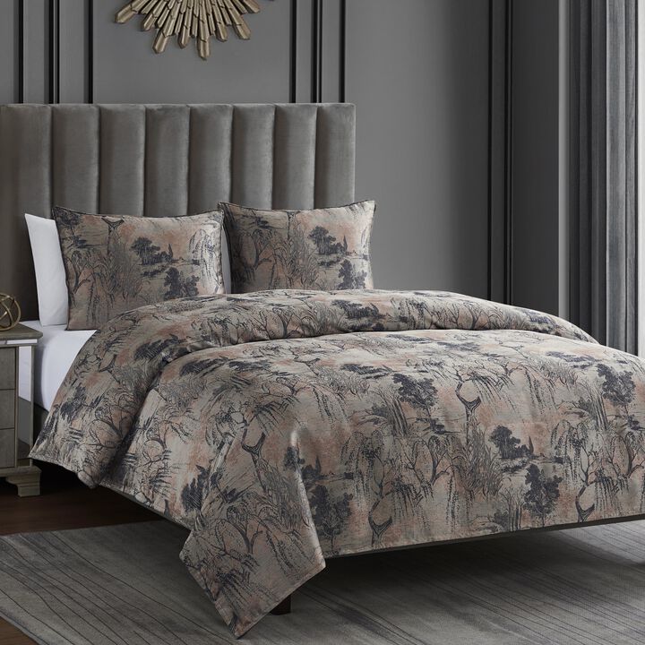 Pastoral Jacquard Rose Gold King Duvet Cover Set