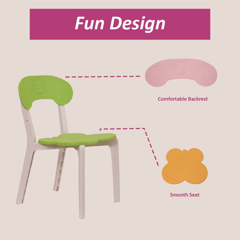 CLIHOME High Quality Plastic Kids Table and Chair Set,3 Piece Children Reading Activity Table and Chair image number 2