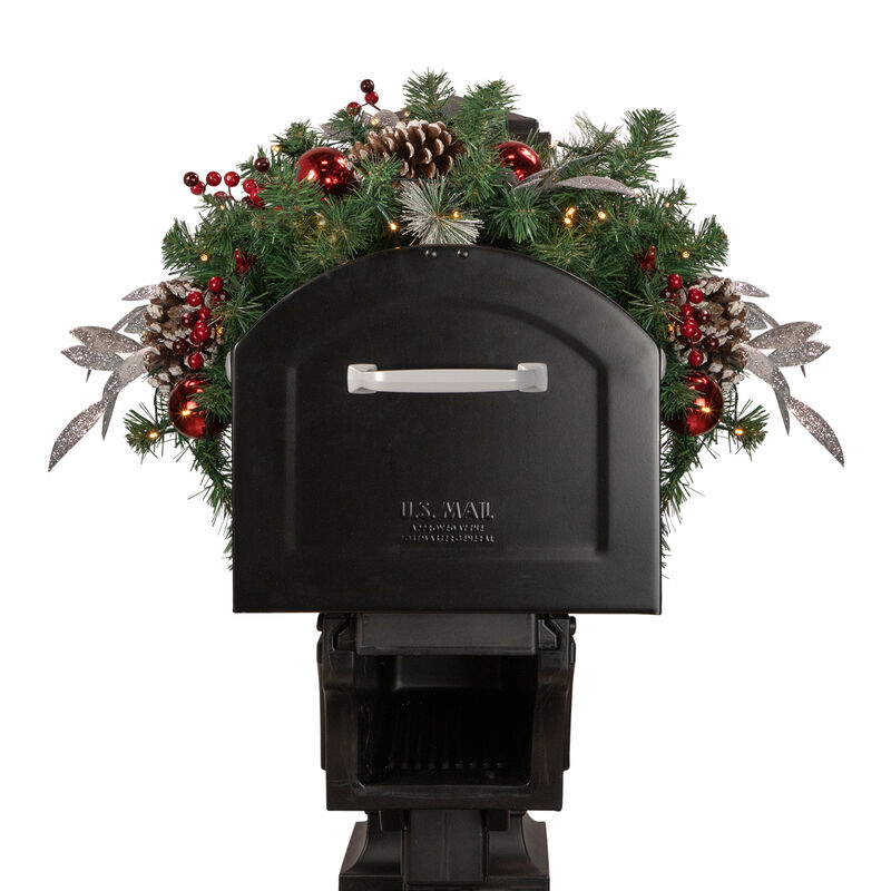 36" Pre-lit Decorated Artificial Pine Christmas Mailbox Swag image number 2