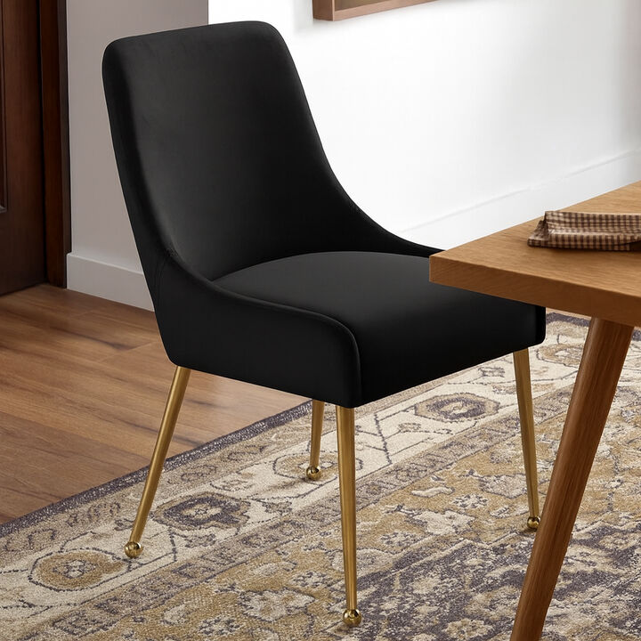Meridian Furniture Owen Black Velvet Dining Chair, Set of 2