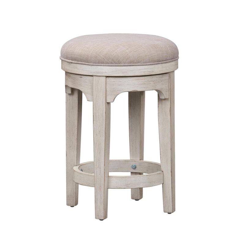 Liberty Furniture Farmhouse Reimagined Console Swivel Stool in Antique White w/ Chestnut Top image number 0