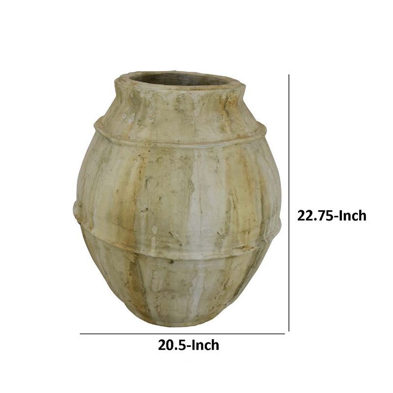 Sye Garden Planter, 23 Inch Round Shape Pot, Earthy Beige Terracotta