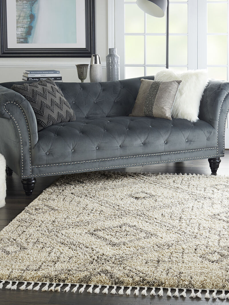 Oslo Shag OSL02 Ivory/Gray 4' x 6' Rug