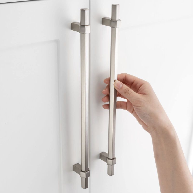 ASKANO Brushed Nickel Cabinet Pulls, 10 Inch Hole Centers, Hexagon Bar Kitchen Cabinet Handles AP1310 | Pack of 1, Solid Hardwar