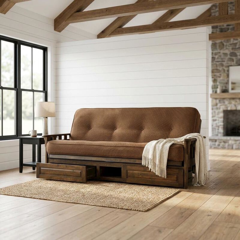 Tucson Frame-Rustic Walnut Finish-Marmont Mocha Mattress-Storage Drawers image number 8