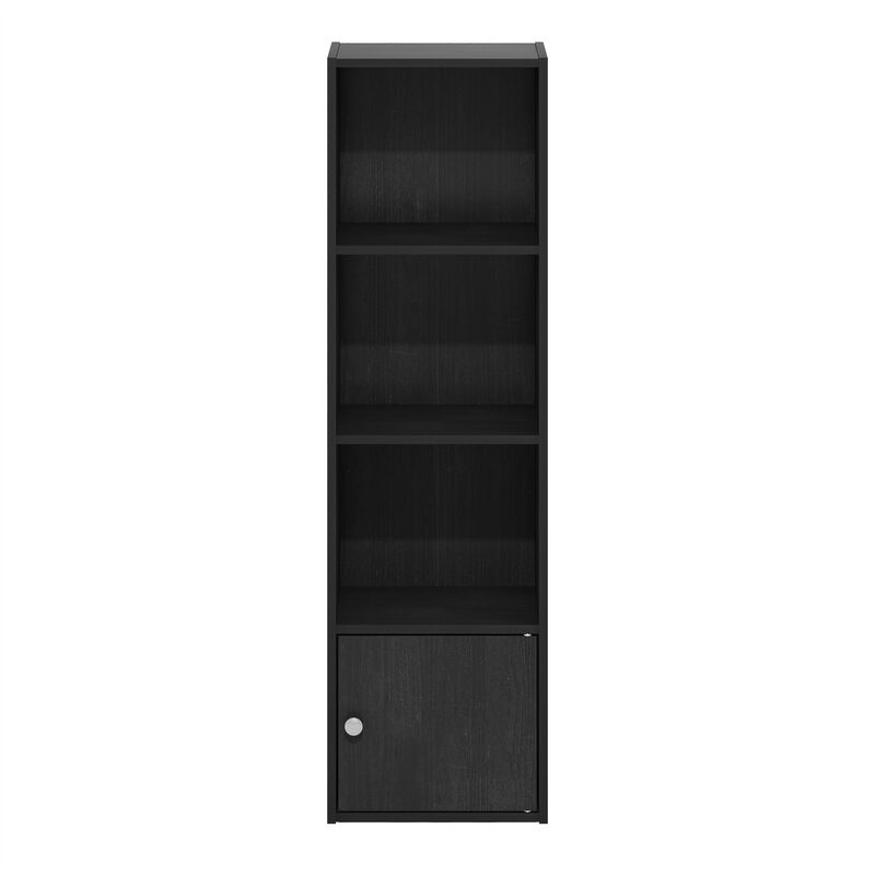 Furinno Luder Shelf Bookcase with 1 Door Storage Cabinet, Blackwood