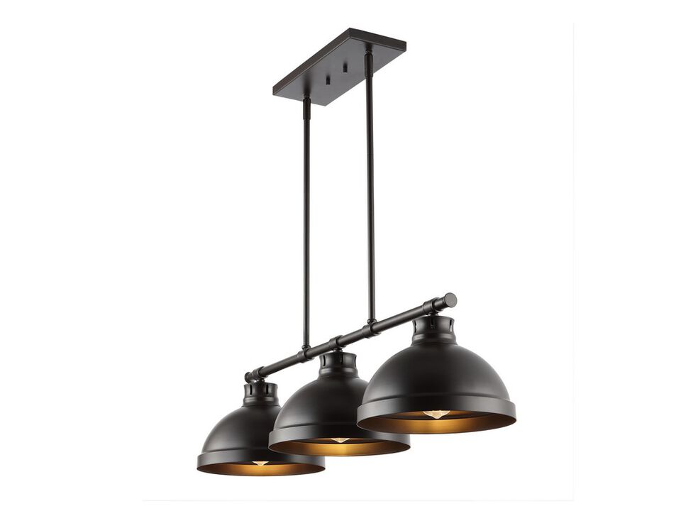 Asher 3-Light Industrial Farmhouse Iron Linear LED Pendant