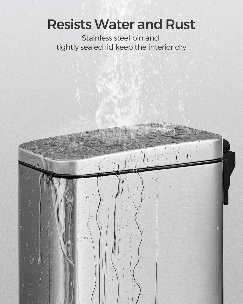 Bathroom Wastebasket with Lid &ndash; Slim, Space-Saving Trash Can for Tight Bathrooms or Apartment Use