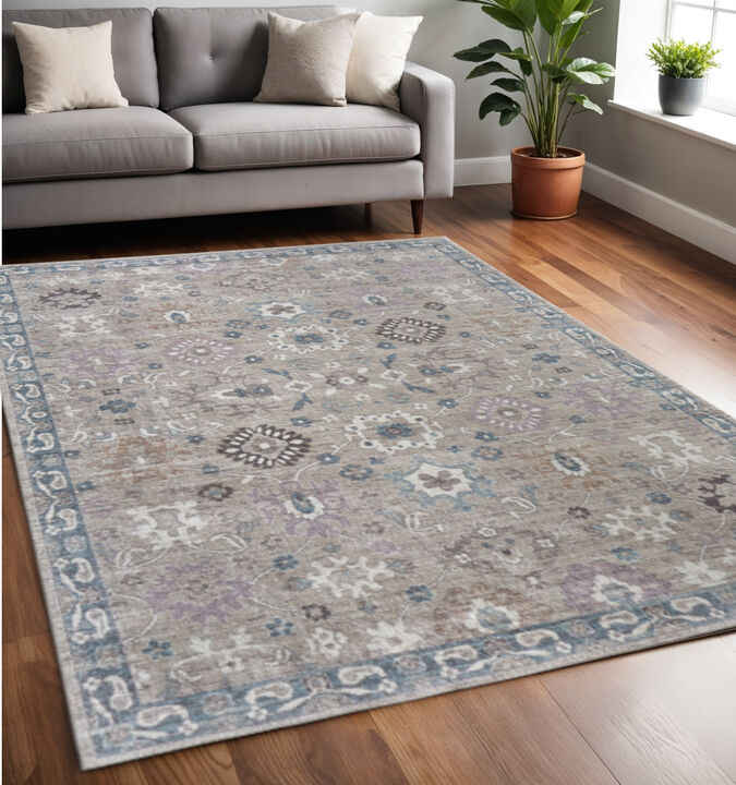 HomeRoots Floral Distressed Area Rug