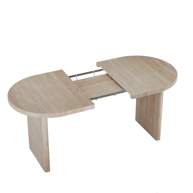 55.12"-70.87"Modern Extendable Dining Table with removable extension leaves,Mid-century modern style home table image number 5