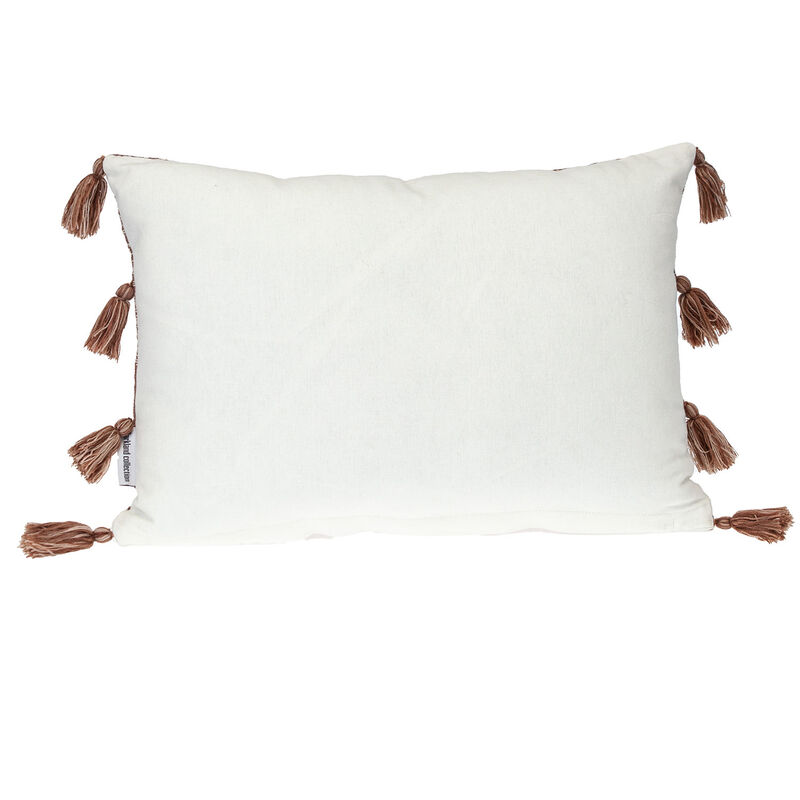 HomeRoots 14" X 20" Beige and Brown Southwestern Cotton Throw Pillow With Tassels image number 2