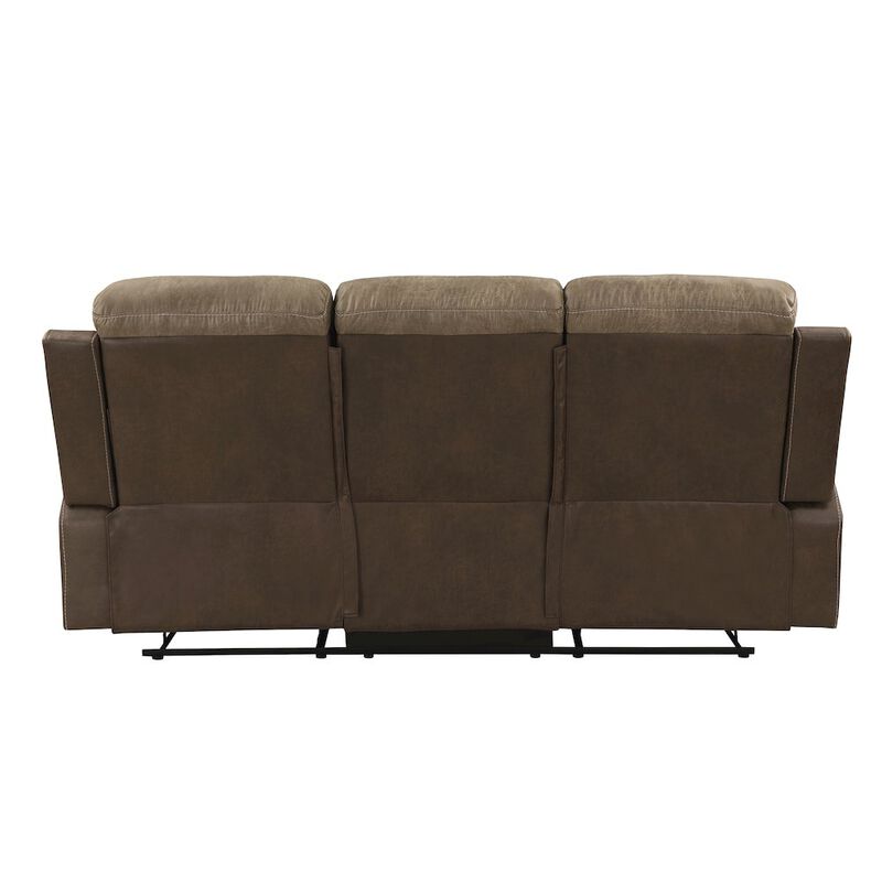 Lexicon Glendale Microfiber Double Reclining Sofa In Brown