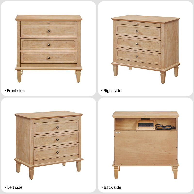 Jibber Farmhouse 3 Drawer Nightstand image number 2