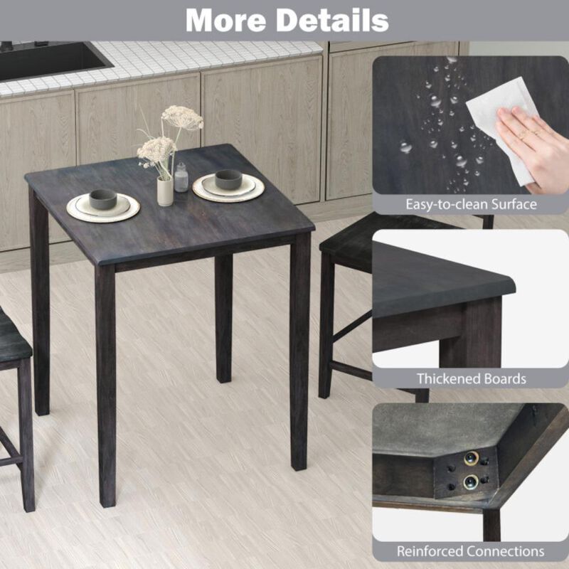 Hivvago Square Dining Table with Solid Wood Frame for 4-Person