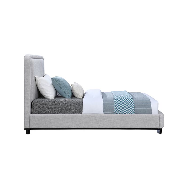 Meridian Furniture Nolita Grey Linen Textured Fabric Twin Bed