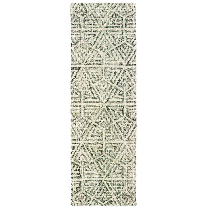 HomeRoots Wool Geometric Hand Tufted Runner Rug