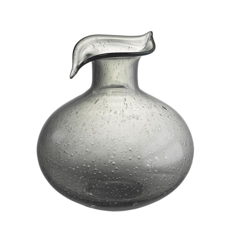 HomeRoots 9" Light Gray Bubble Glass Round Table Vase image number 0