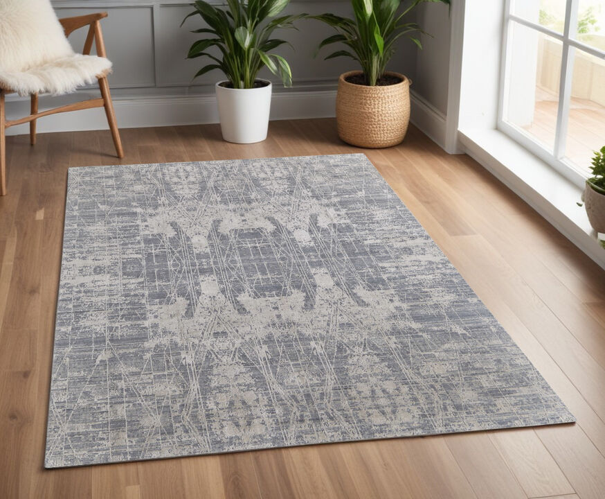 HomeRoots Abstract Hand Woven Worn Faded Area Rug