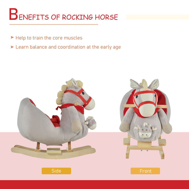 BreeBe Kids Musical Rocking Horse Ride-On Toy image number 4