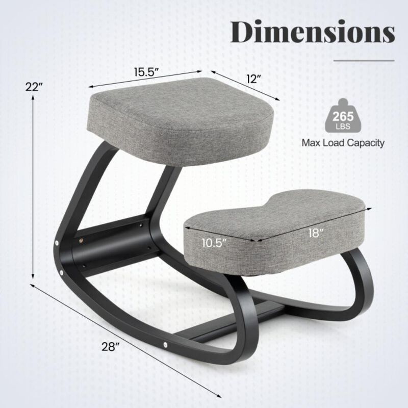 Wooden Ergonomic Rocking Kneeling Chair with Padded Cushion