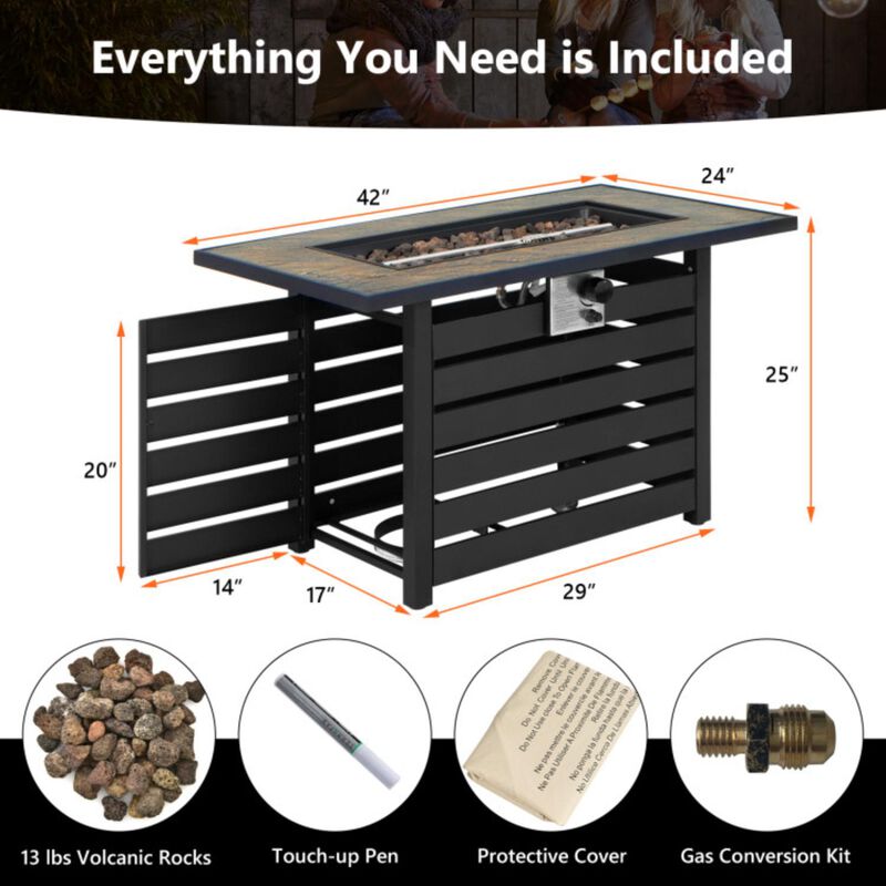 Hivvago 42 Inch 50000 BTU Propane Fire Pit Table with Ore Powder Surface