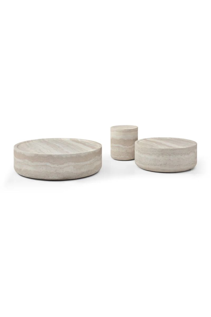 Round Travertine Finish Coffee Table | OROA Modern Benji image number 4