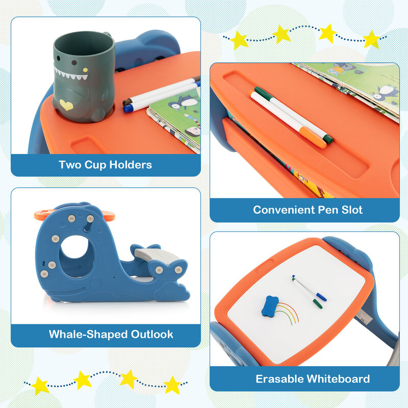 Blue Convertible Kids Activity Table Set with Toddler Easel and Whiteboard image number 5