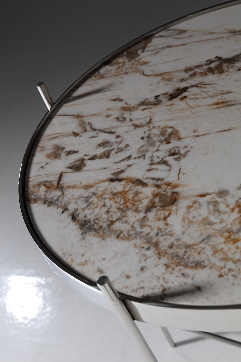 Pasargad Home Luxe Glass & Steel Side Table image number 2