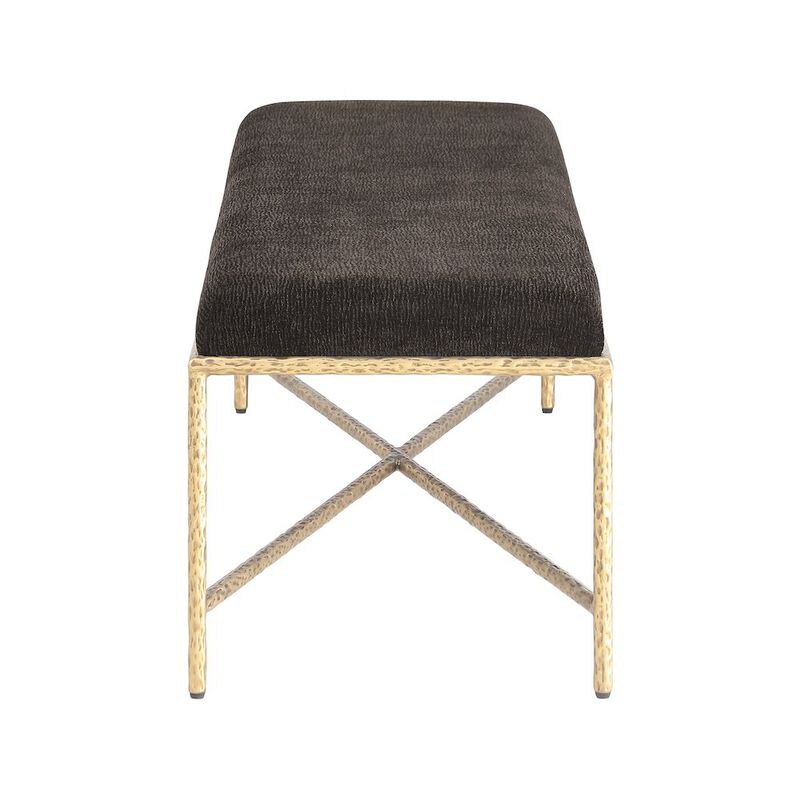 Meridian Furniture Valley Brown Chenille Fabric Bench