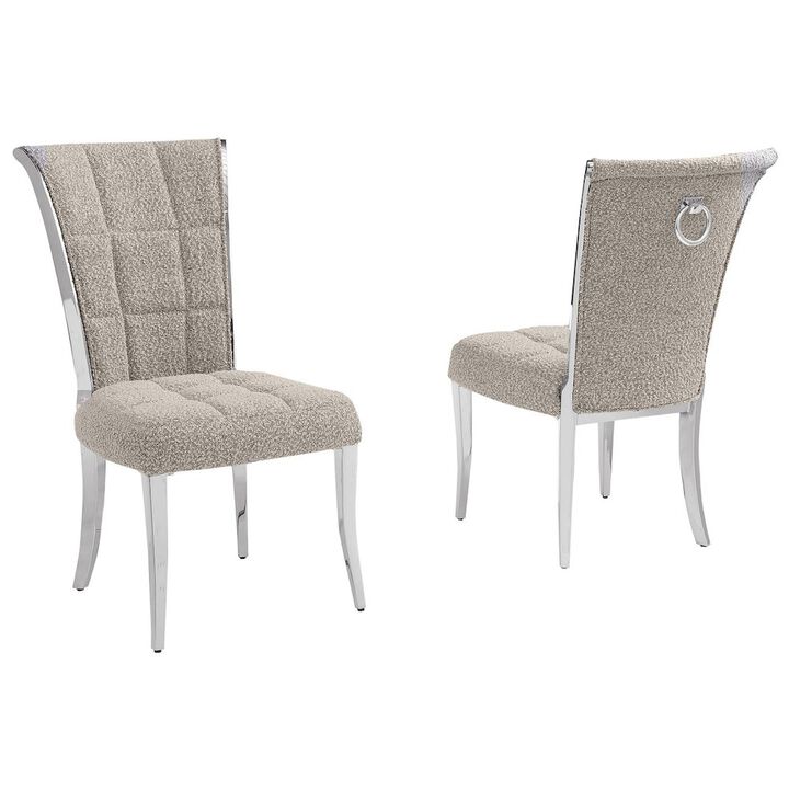 Gray Boucle Side Chairs With Silver Base (Set Of 2)