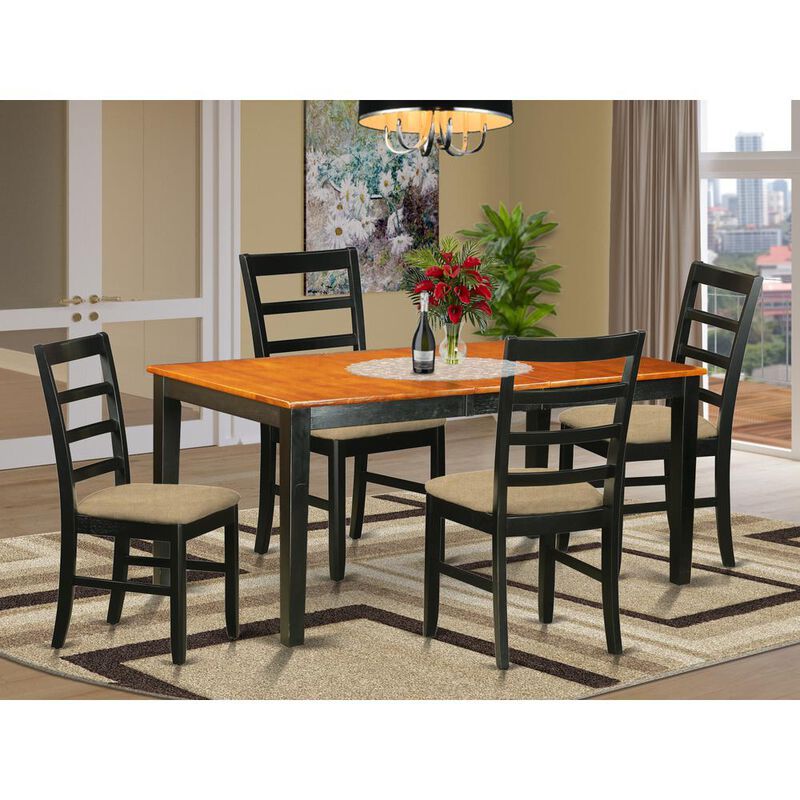 5 Pc Dining room set-Table with Leaf and 4 Dining Chairs