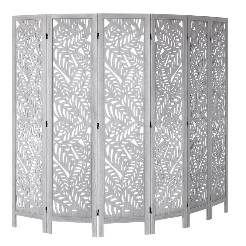 6-Panel Wood Room Divider, Folding Carved Privacy Screen for Home & Office image number 9
