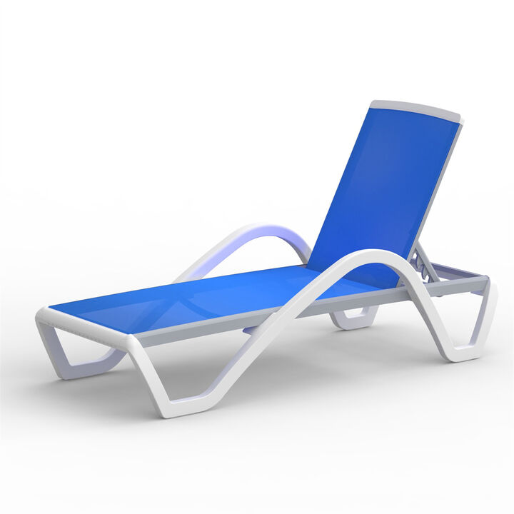 Patio Chaise Lounge Adjustable Aluminum Pool Lounge Chairs with Arm All Weather Pool Chairs for Outside, in-Pool, Lawn (Blue,1 Lounge Chair)