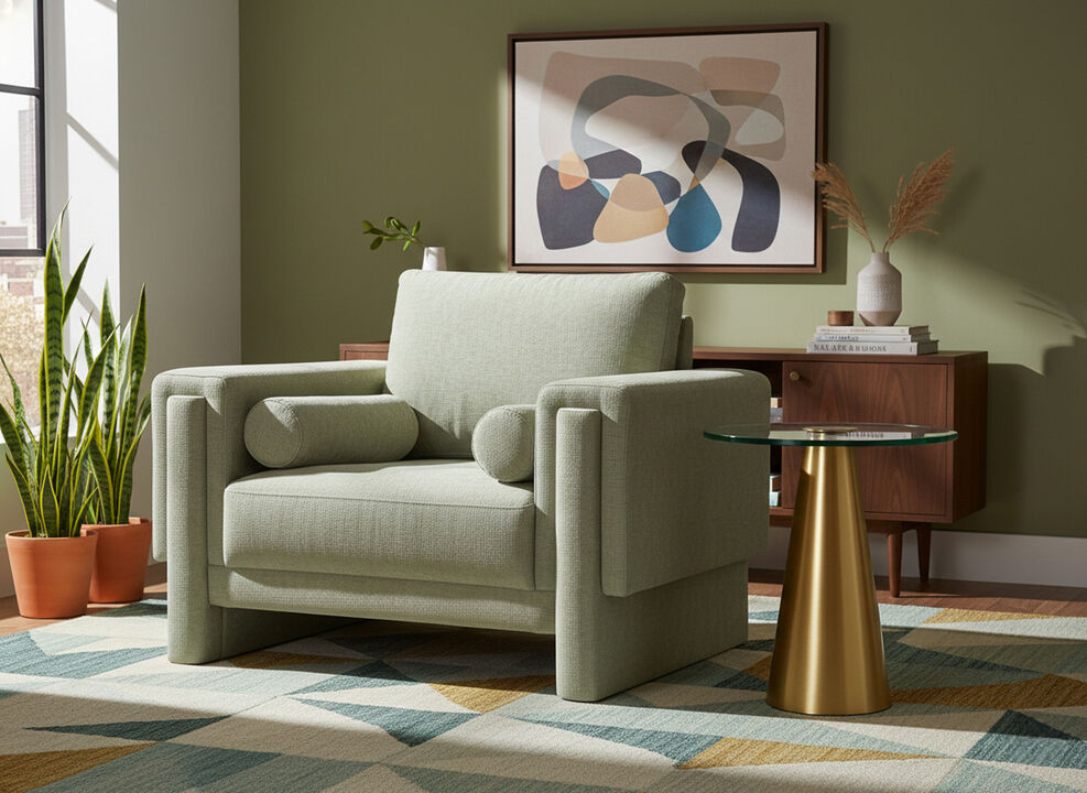 Meridian Furniture Madeline Mint Chenille Fabric Chair