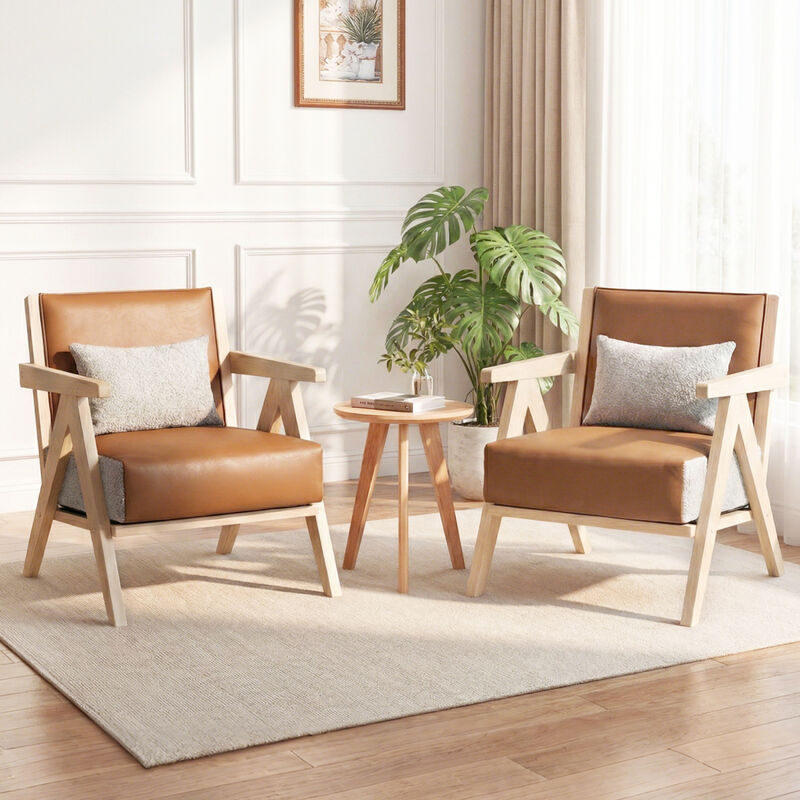 Mid Century Accent Chair with Wooden Frame for Living Room and Bedroom image number 7