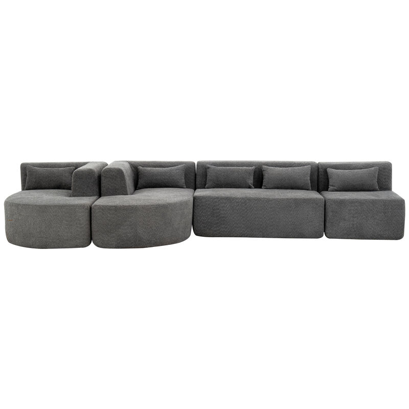Merax Boucle Fabric Upholstered Sofa Couch with Chaise Lounge