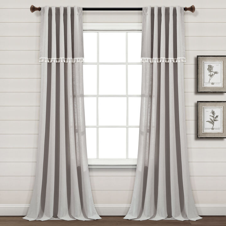 Ivy Tassel Faux Linen Window Curtain Panels