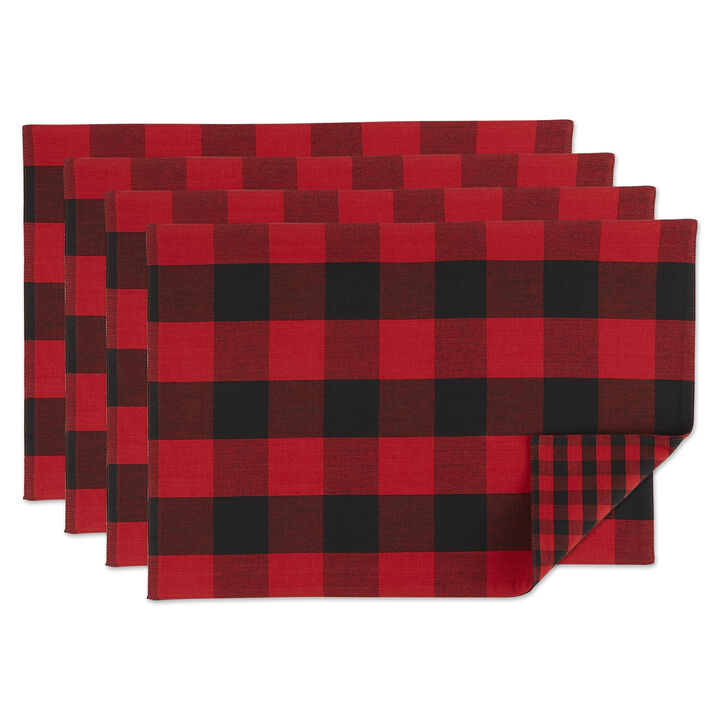 Set of 4 Red and Black Checkered Placemat 19"