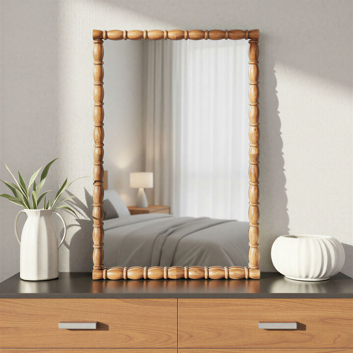Mango Wood Bobbin Frame Mirror, Walnut