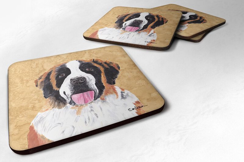 Caroline's Treasures SC9129FC Saint Bernard Foam Coasters (Set of 4), 3.5 H x 3.5 W, Multicolor
