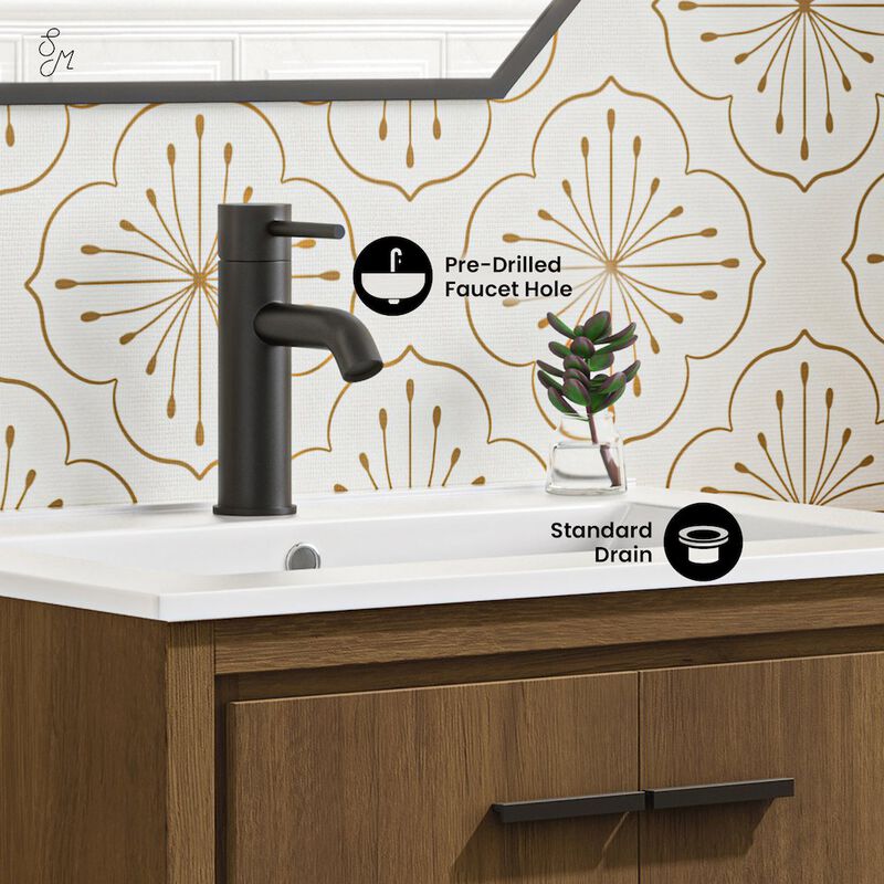 Virage 24" Freestanding Bathroom Vanity in Brown Oak with Sink Top image number 7