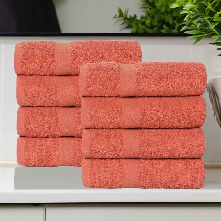 Absorbent Cotton Hand Towel Set of 8 for Bathroom, Spa and Kitchen Use
