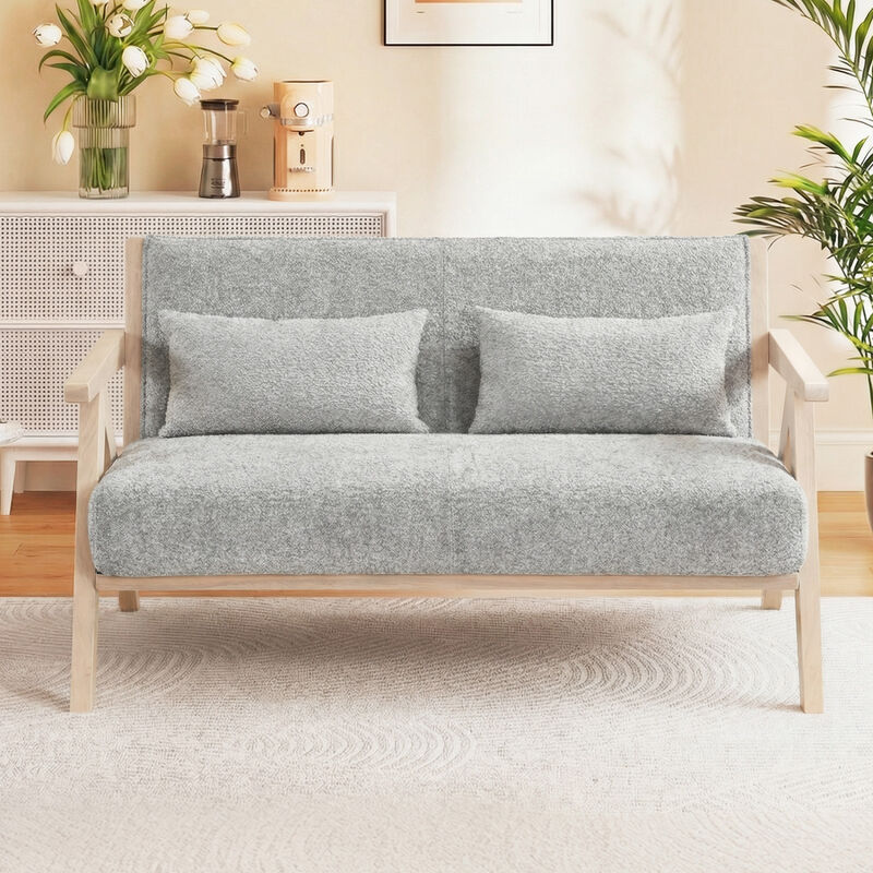 Loveseat Sofa for Small Spaces with Throw Pillows and Rubber Wood Frame image number 5