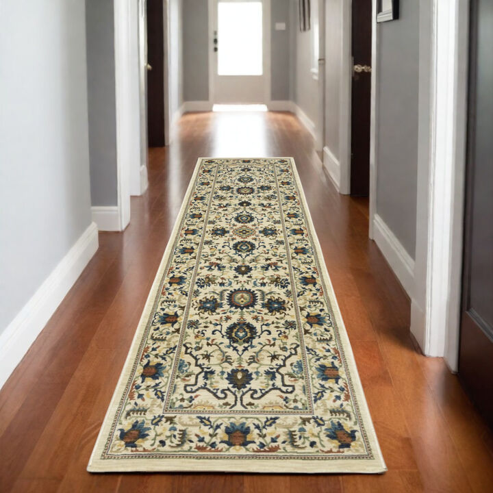 HomeRoots Oriental Area Rug With Fringe