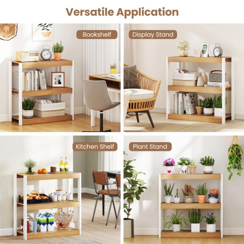 Hivvago 3 Tier Bookshelf Wooden Bookcase with Dual Anti-Tipping Kits