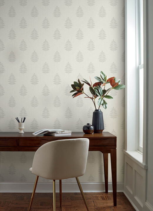 Frond Cream Leaf Wallpaper
