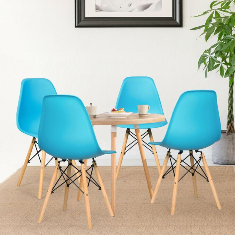 Hivvago 4 Pieces Modern Armless Dining Chair Set with Wood Legs